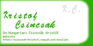 kristof csincsak business card